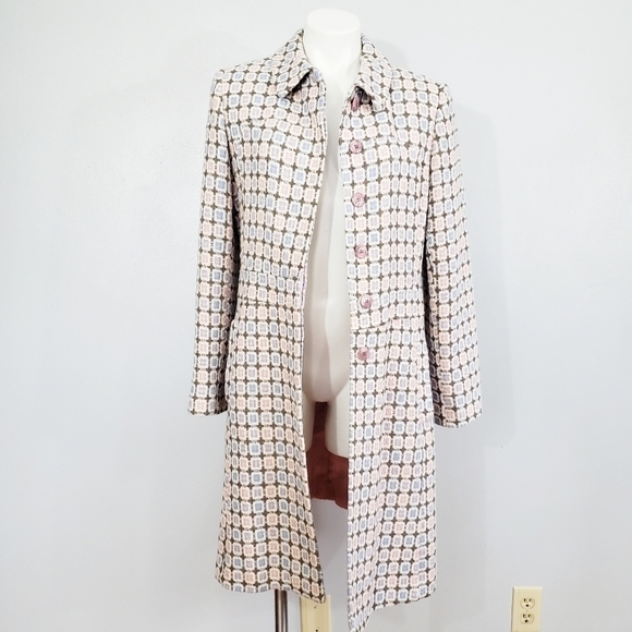 Vintage Marvin Richards 60s Mod Geometric Tweed Coat Pastel Lined Jacket - Picture 4 of 7